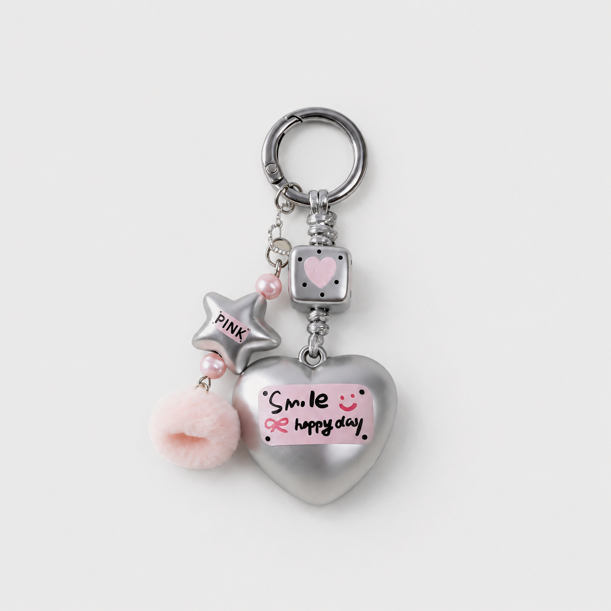 Silver Heart Phone Charm